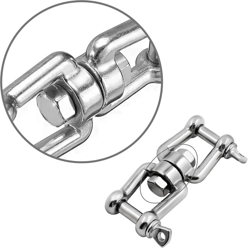 MEMUME Store Boat Anchor Swivel Shackle 1/4 inch 5/16 inch 3/8 inch 1/2 inch (4 Size) Jaw - Jaw Anchor China Swivel Connector 316 Stainless Steel Marine Grade Double Shackle - Image 3